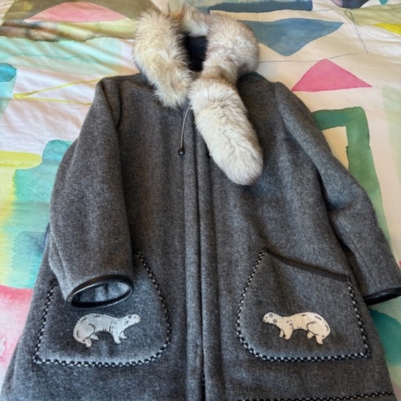JAMES BAY authentic vintage sz 16 (XL) Women's inuit wool parka gray - Picture 1 of 16